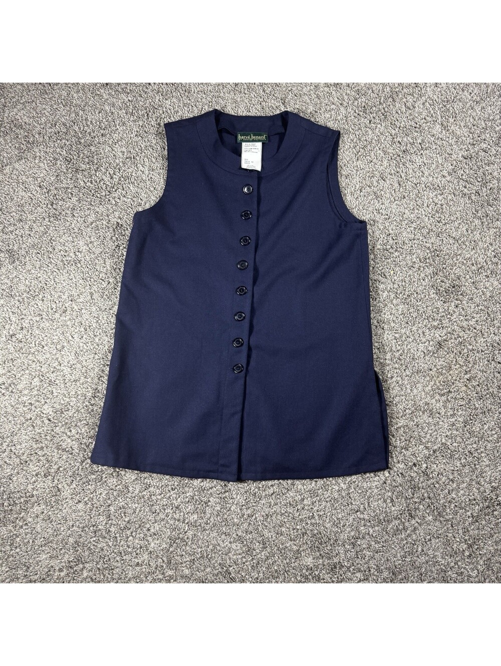Harve Benard Womens Vest Plaid 100% Wool Button Front Blue